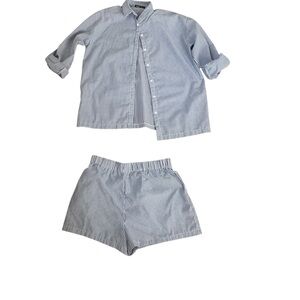 Blue Striped Swim Coverup Set